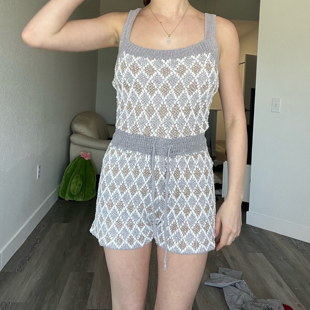 Anthropologie Textured Knit Sweater in Gray and Cream